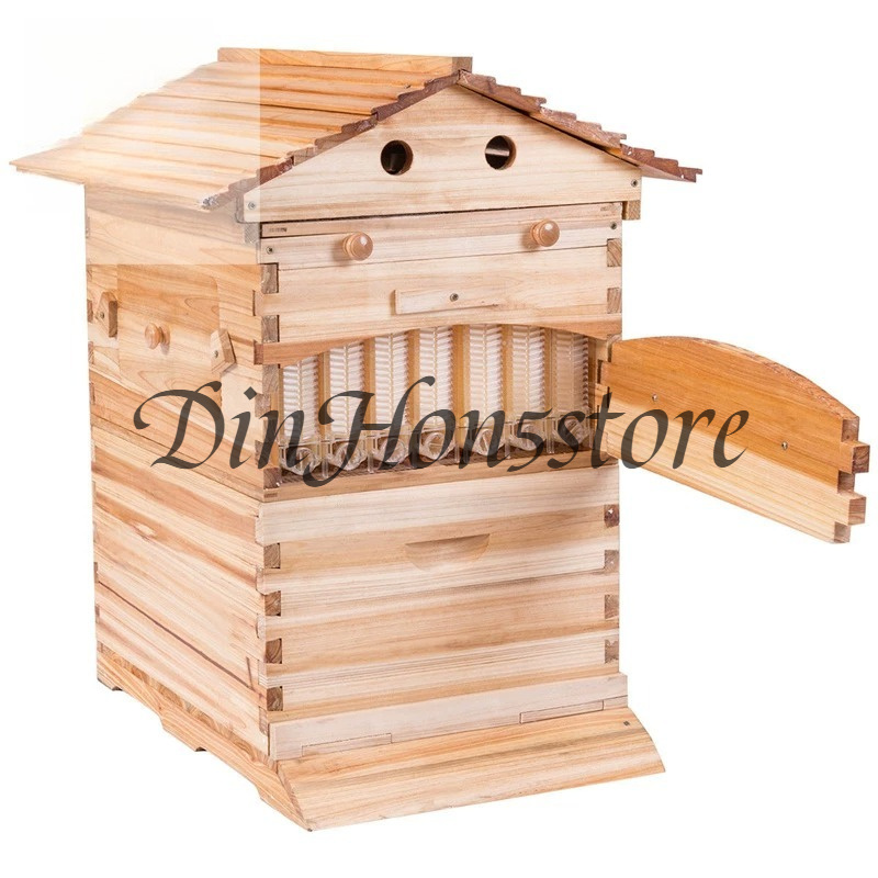 Beehive Frame Wax - อุปกรณ์การเลี้ยงผึ้ง กล่องรังผึ้งไม้ซีดาร์เคลือบแว็กซ์แบบไหลอัตโนมัติ พร้อมกรอบรังผึ้งพลาสติก 7 ชิ้น